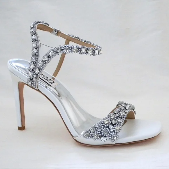 Badgley Mischka Galia Size White Satin - Picture 7 of 17